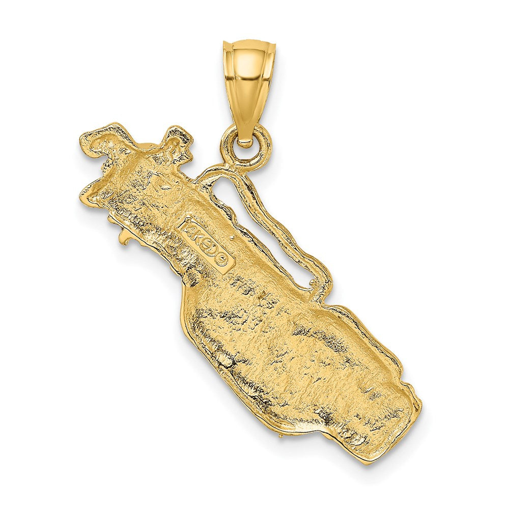 14k Yellow Gold 29.4 mm 2-D Golf Bag and Clubs Charm (3.11 grams)
