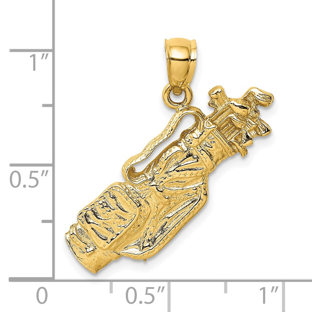14k Yellow Gold 29.4 mm 2-D Golf Bag and Clubs Charm (3.11 grams)