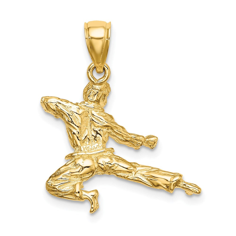 14k Yellow Gold 20.5 mm 3-D Karate Man Pendant (3.26 grams)
