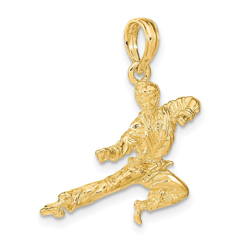 14k Yellow Gold 20.5 mm 3-D Karate Man Pendant (3.26 grams)