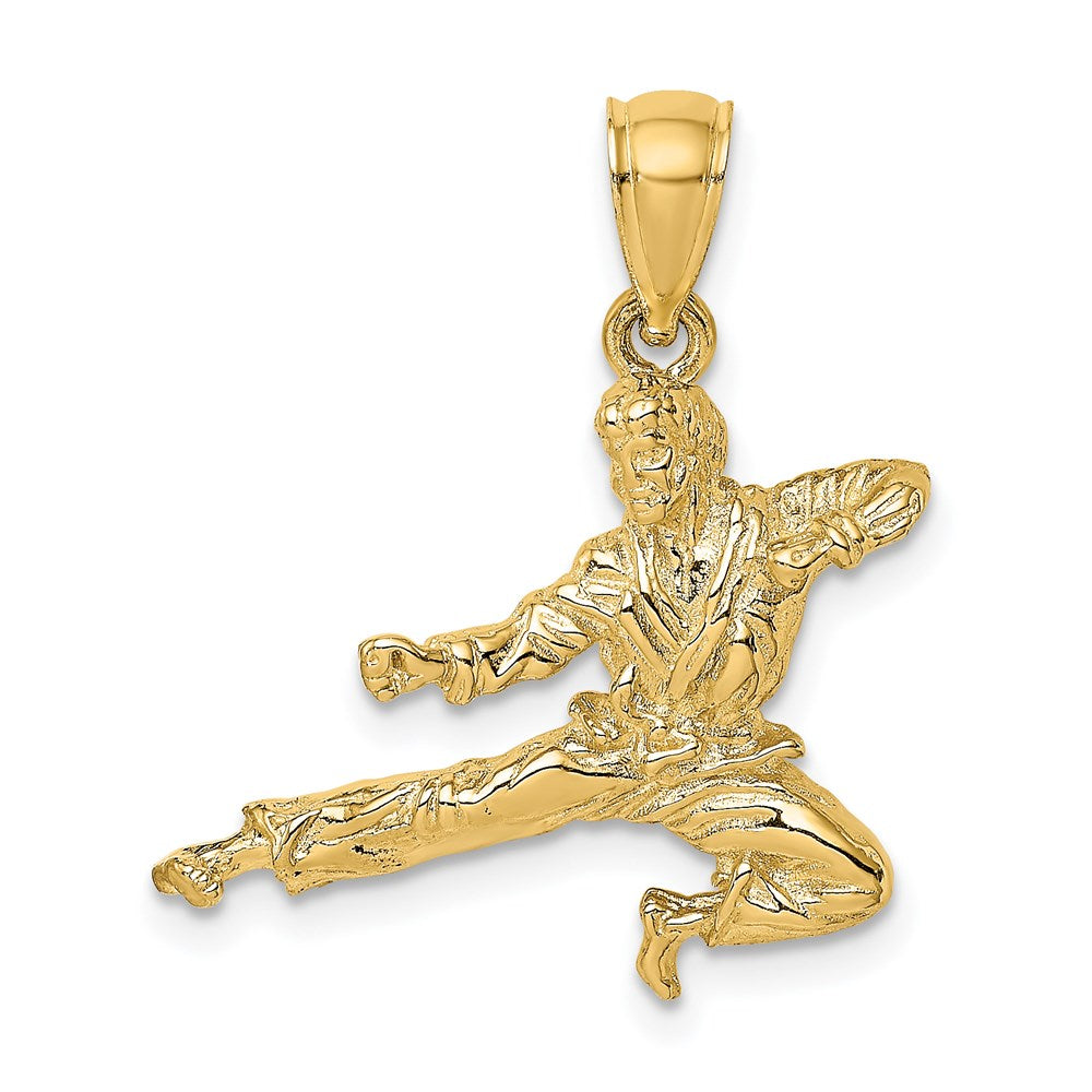 14k Yellow Gold 20.5 mm 3-D Karate Man Pendant (3.26 grams)