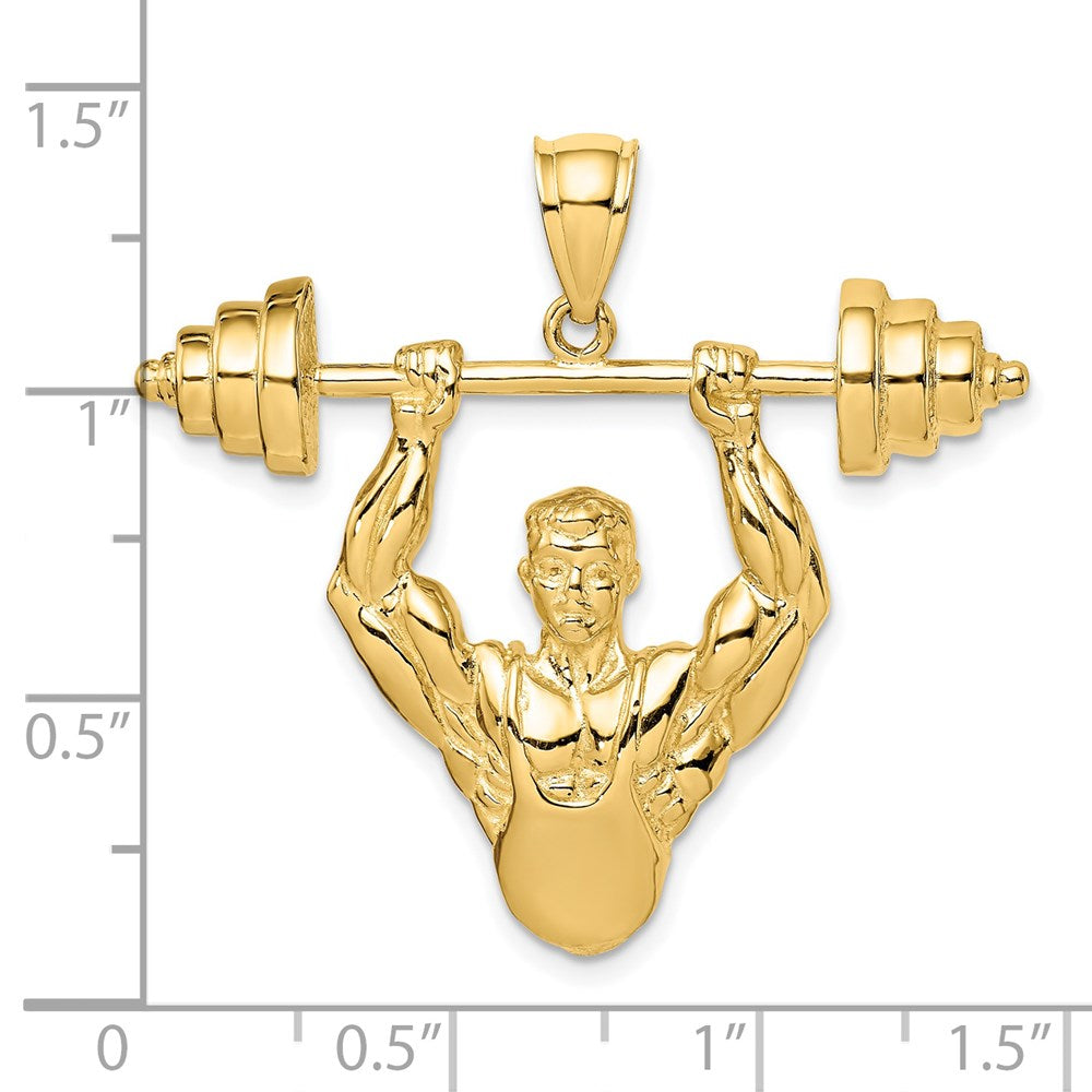 14k Yellow Gold 36.89 mm Bodybuilder Pendant (11.29 grams)