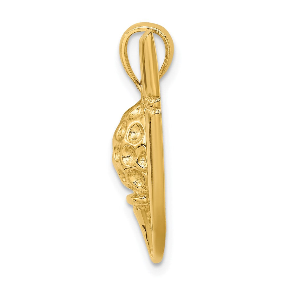 14k Yellow Gold 16.4 mm 2-D Golf Club and Ball On Tee Charm (3.06 grams)