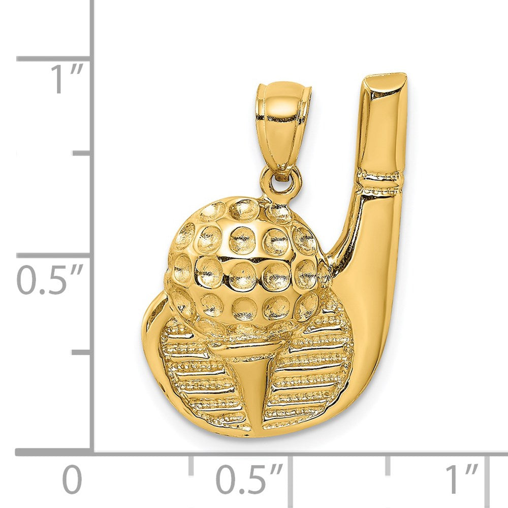 14k Yellow Gold 16.4 mm 2-D Golf Club and Ball On Tee Charm (3.06 grams)