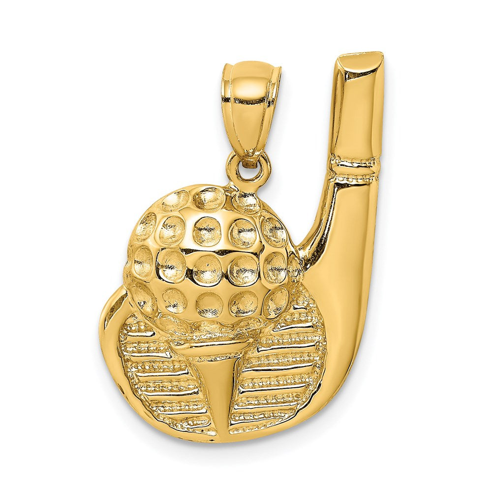 14k Yellow Gold 16.4 mm 2-D Golf Club and Ball On Tee Charm (3.06 grams)