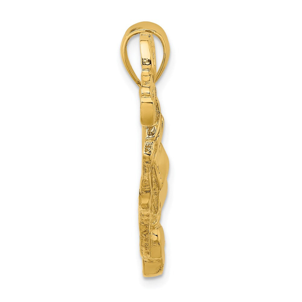 14k Yellow Gold 37.9 mm 2-D and Polished Golf Bag Charm (6.23 grams)