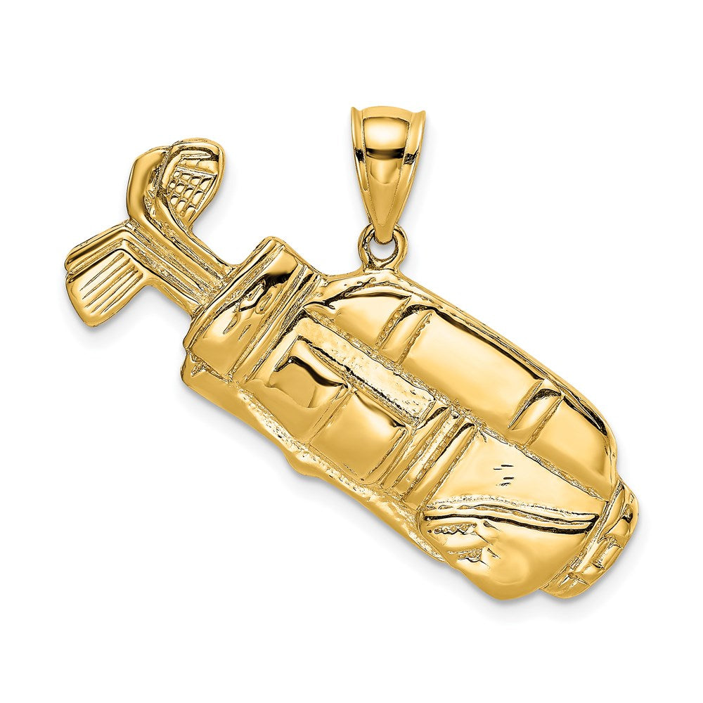 14k Yellow Gold 37.9 mm 2-D and Polished Golf Bag Charm (6.23 grams)