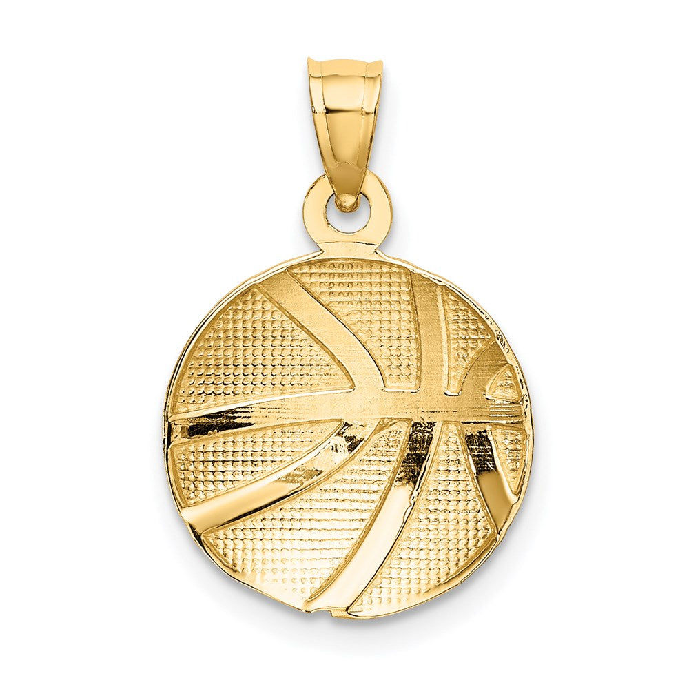 14k Yellow Gold 13.8 mm 2-D Textured Basketball Charm (1.24 grams)