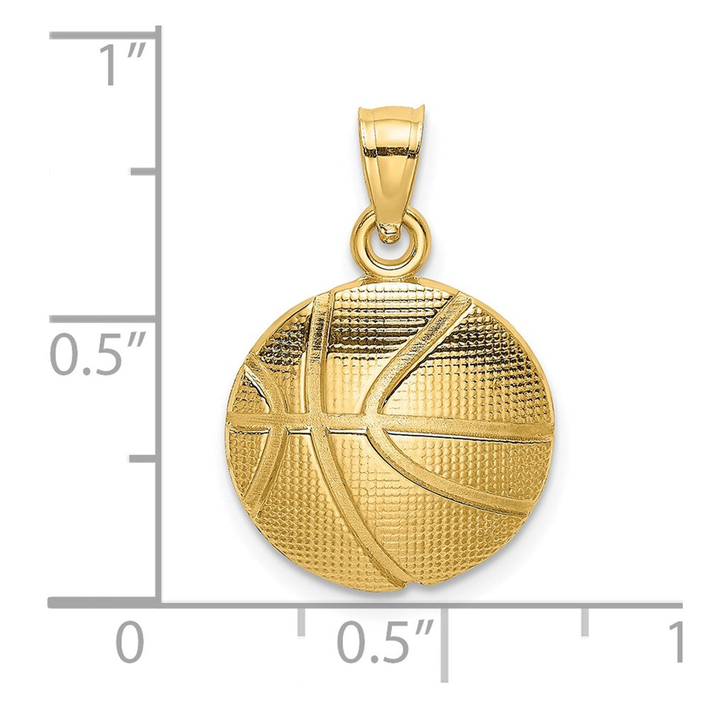 14k Yellow Gold 13.8 mm 2-D Textured Basketball Charm (1.24 grams)