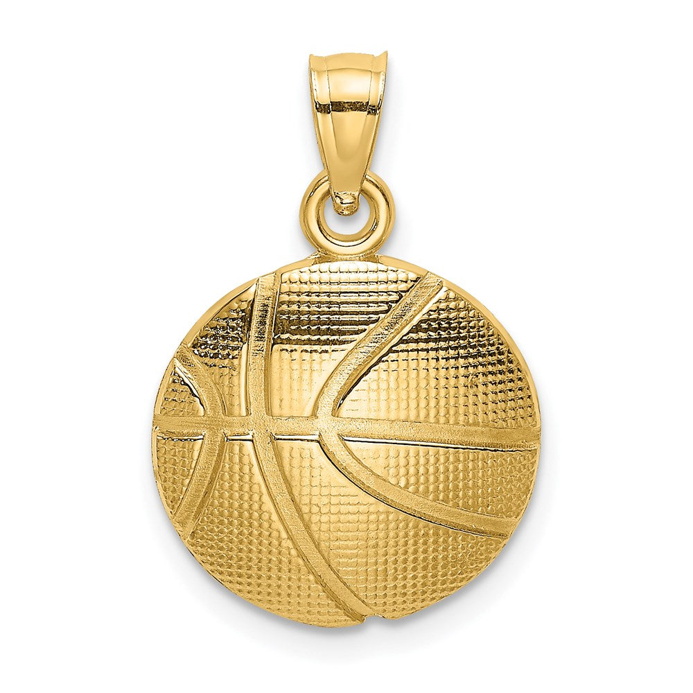 14k Yellow Gold 13.8 mm 2-D Textured Basketball Charm (1.24 grams)