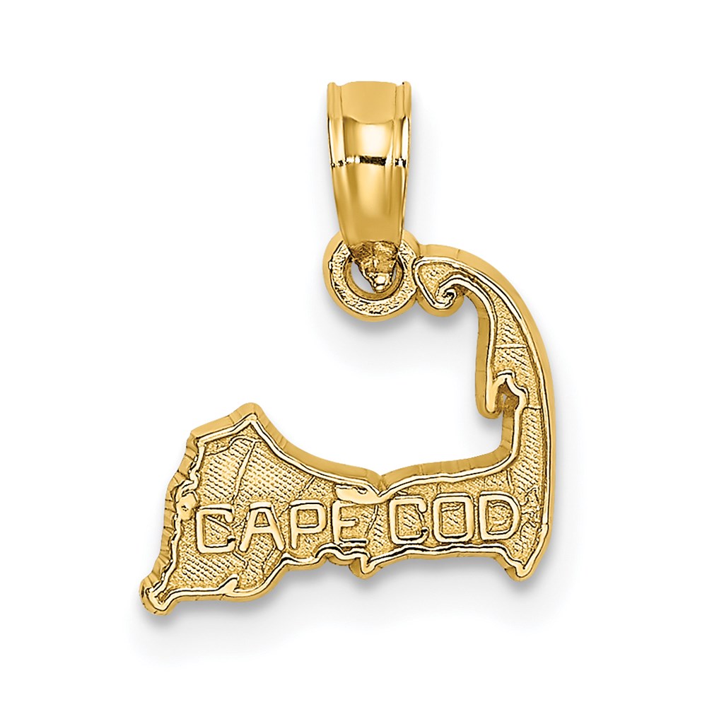 14k Yellow Gold 10.8 mm CAPE COD Map Charm (0.49 grams)