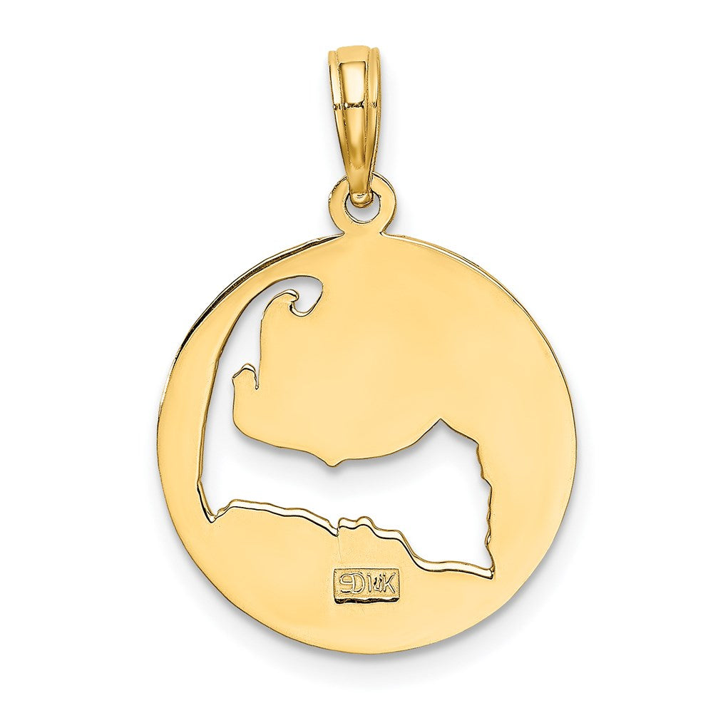 14k Yellow Gold 17.75 mm Polished Cut-Out CAPE COD Map Charm (1.52 grams)