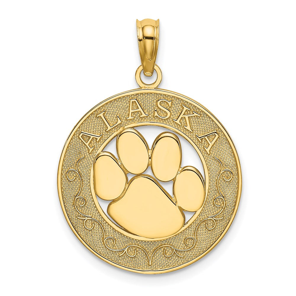 14k Yellow Gold 18.7 mm ALASKA w/ Bear Paw Charm (2.09 grams)