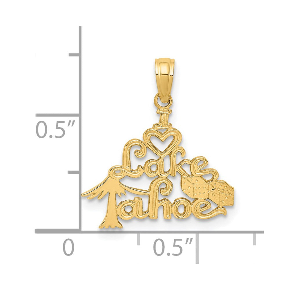 14k Yellow Gold 17.5 mm Polished I HEART LAKE TAHOE Charm (0.55 grams)