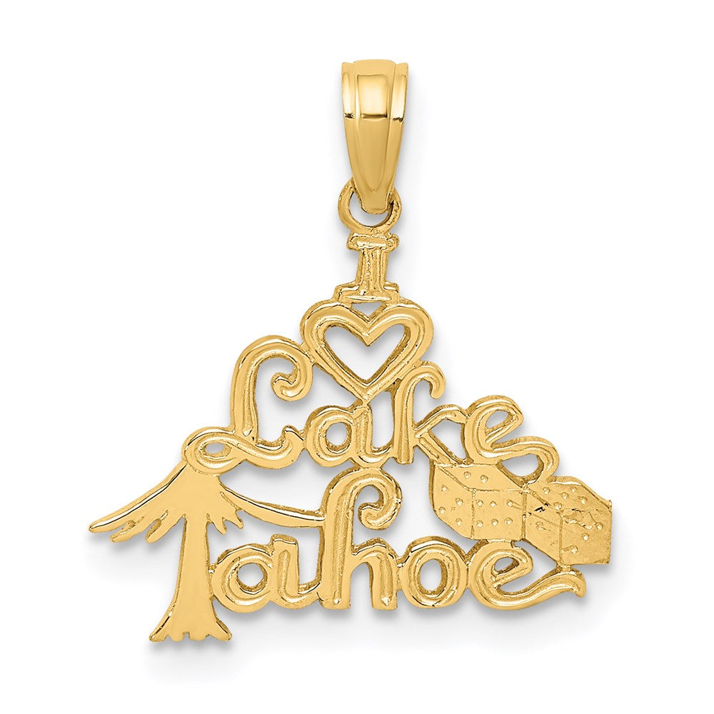 14k Yellow Gold 17.5 mm Polished I HEART LAKE TAHOE Charm (0.55 grams)