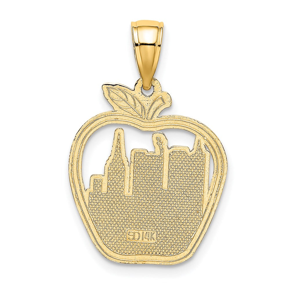 14k Yellow Gold 16 mm NEW YORK City Skyline in Apple Pendant (1.97 grams)