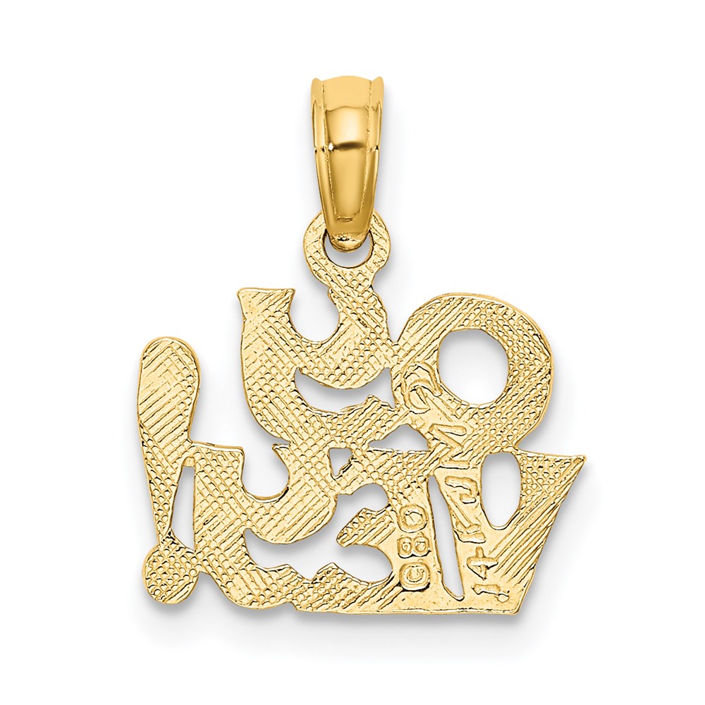 14k Yellow Gold 12 mm Polished and Engraved OY VEY Charm (0.64 grams)