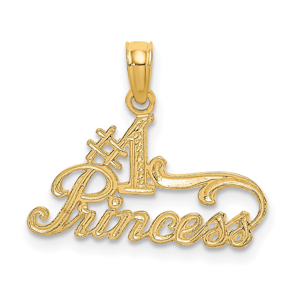 14k Yellow Gold 19.7 mm #1 PRINCESS Charm (0.61 grams)