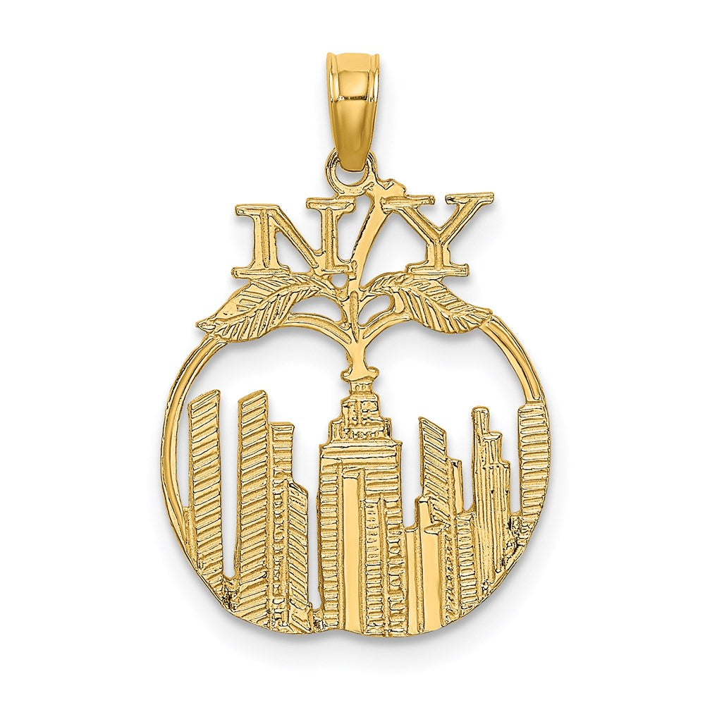 14k Yellow Gold 16.2 mm New York Skyline in Apple Charm (1.14 grams)