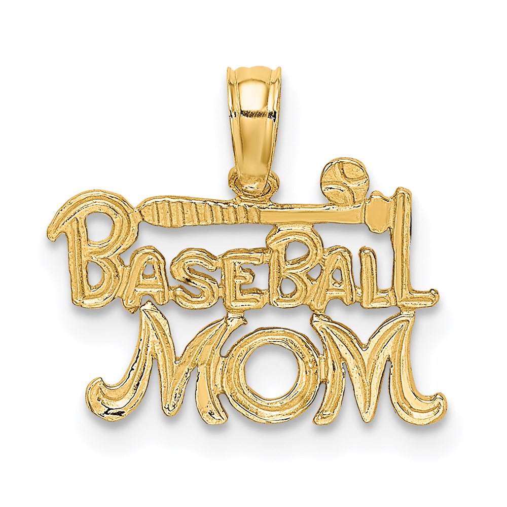 14k Yellow Gold 15.9 mm BASEBALL MOM Charm (0.58 grams)