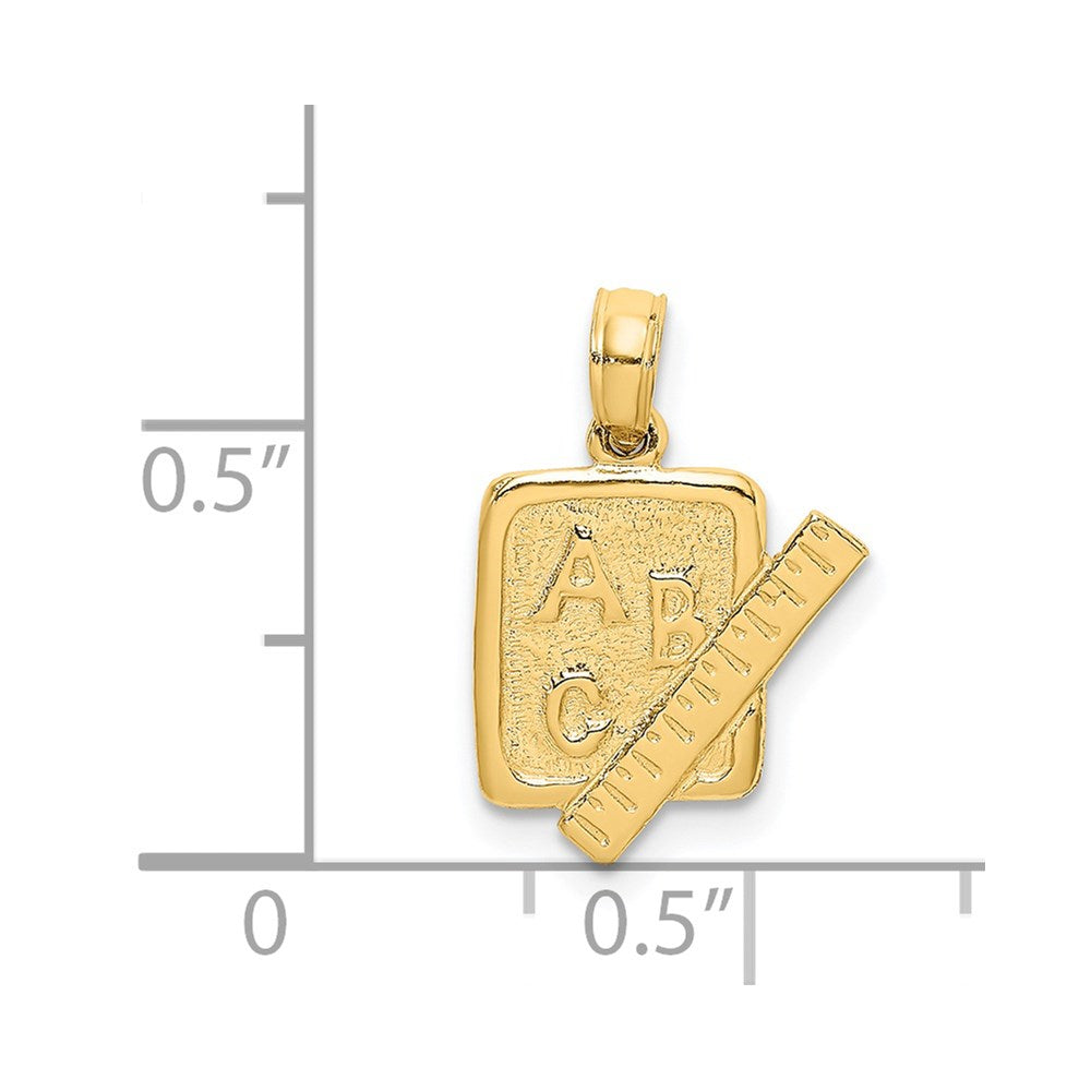 14k Yellow Gold 27.1 mm School Book and Ruler Charm (0.97 grams)