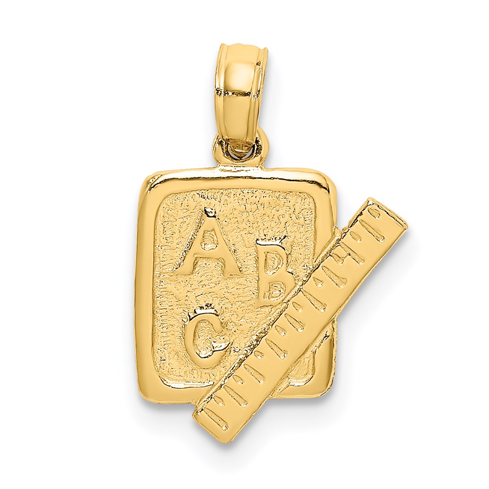 14k Yellow Gold 27.1 mm School Book and Ruler Charm (0.97 grams)