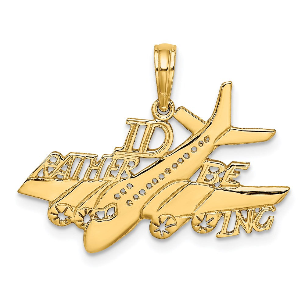 14k Yellow Gold 26.95 mm I'D RATHER BE FLYING Charm (1.7 grams)