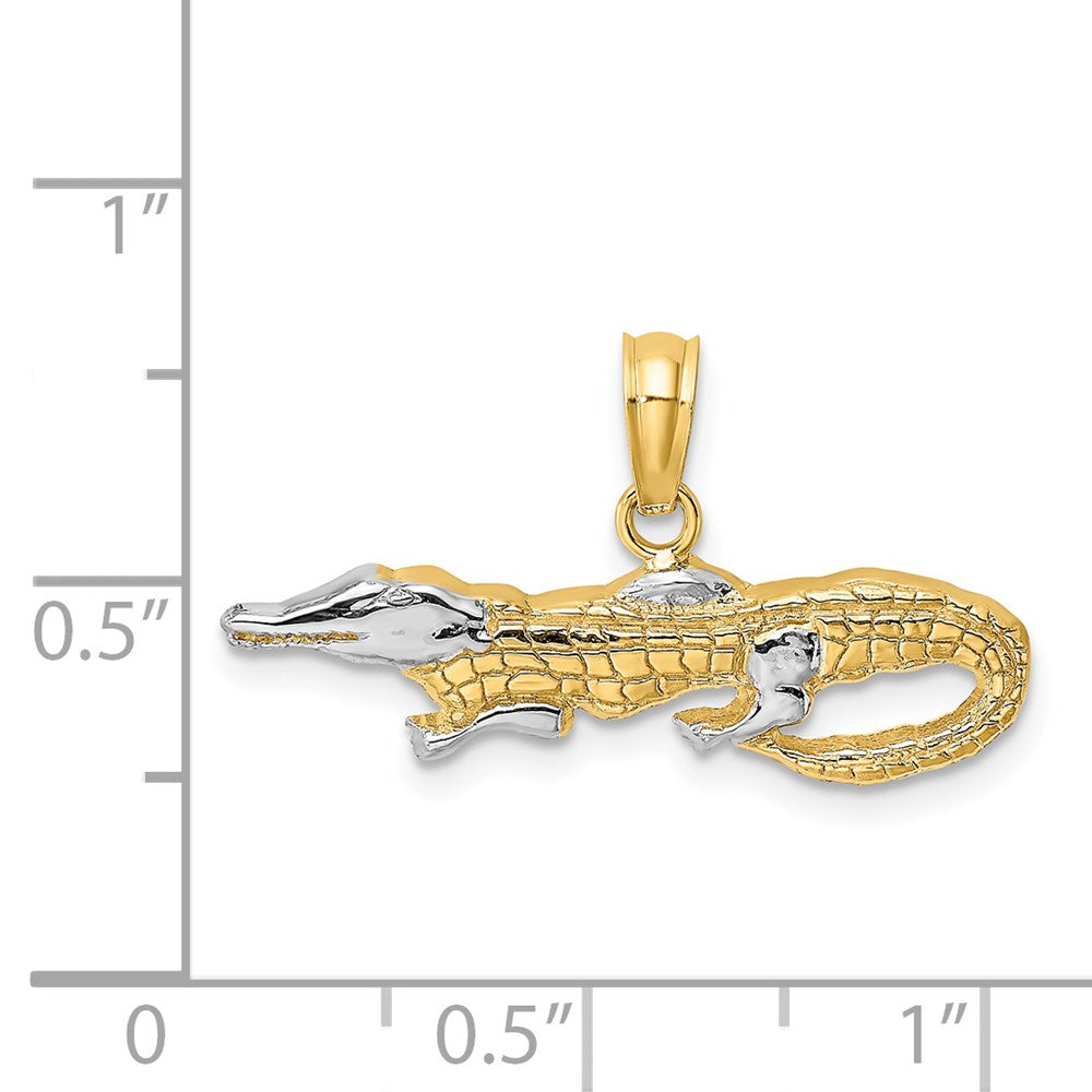 14k Yellow & Rhodium 24.15 mm 2-D Alligator Charm (0.87 grams)