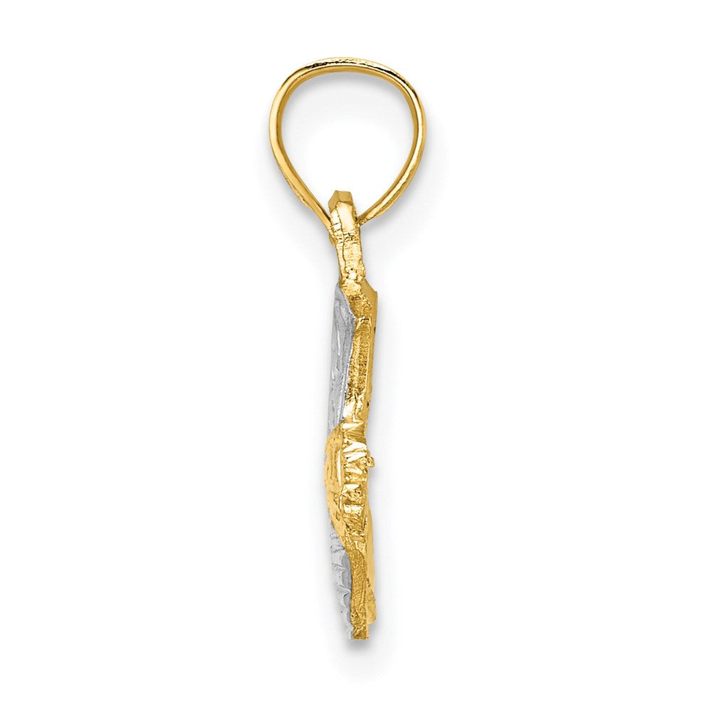 14k Yellow & Rhodium 15.4 mm Cowboy Boot Charm (0.75 grams)