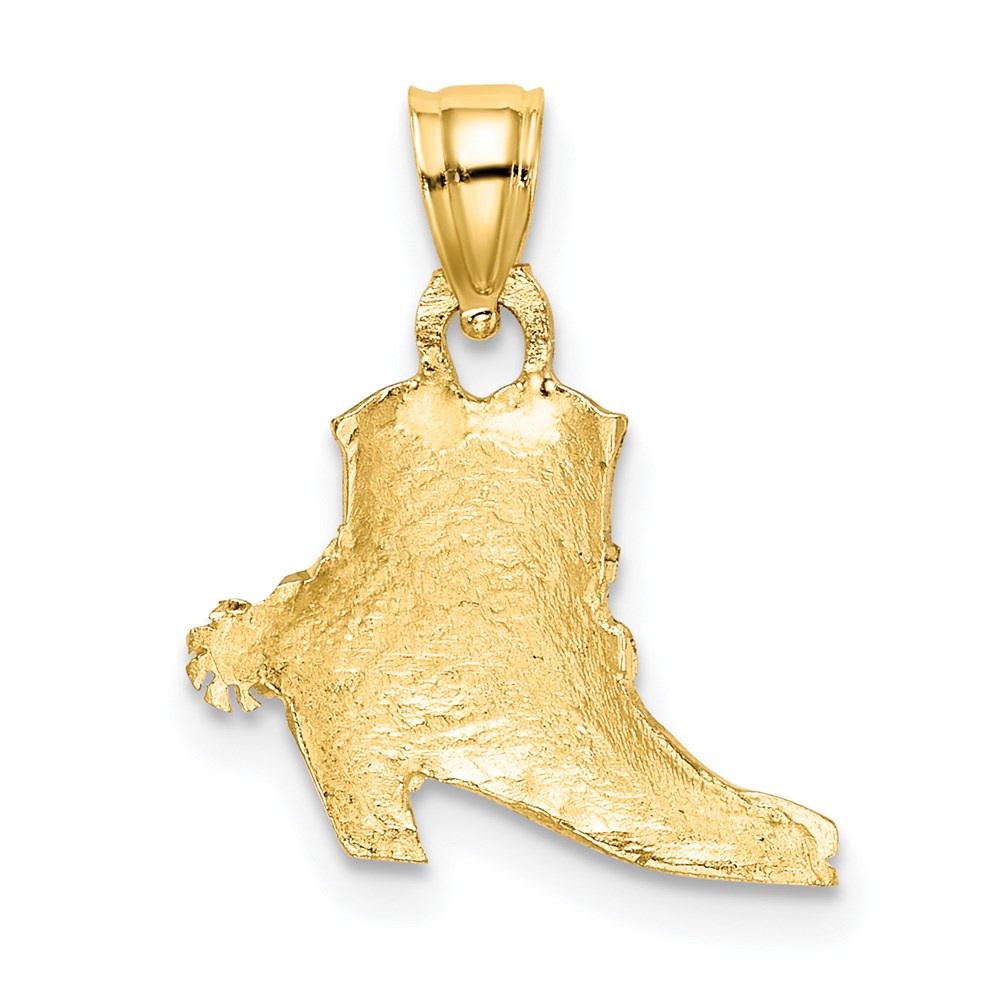 14k Yellow & Rhodium 15.4 mm Cowboy Boot Charm (0.75 grams)