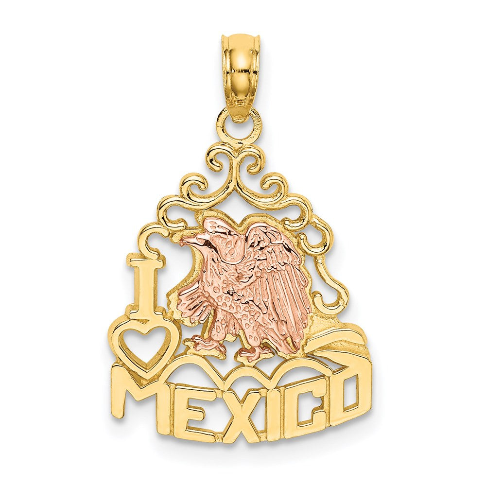 14k Two-tone 15.9 mm I HEART MEXICO w/ Eagle Charm (2.15 grams)