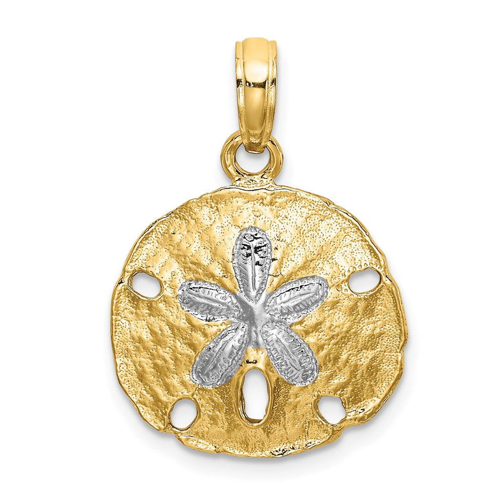 14k Yellow & Rhodium 15.34 mm Polished Sand Dollar Charm (2.32 grams)