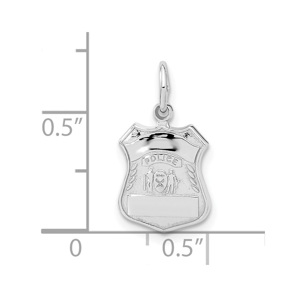 14k White Gold 11 mm Police Badge Charm (1.56 grams)