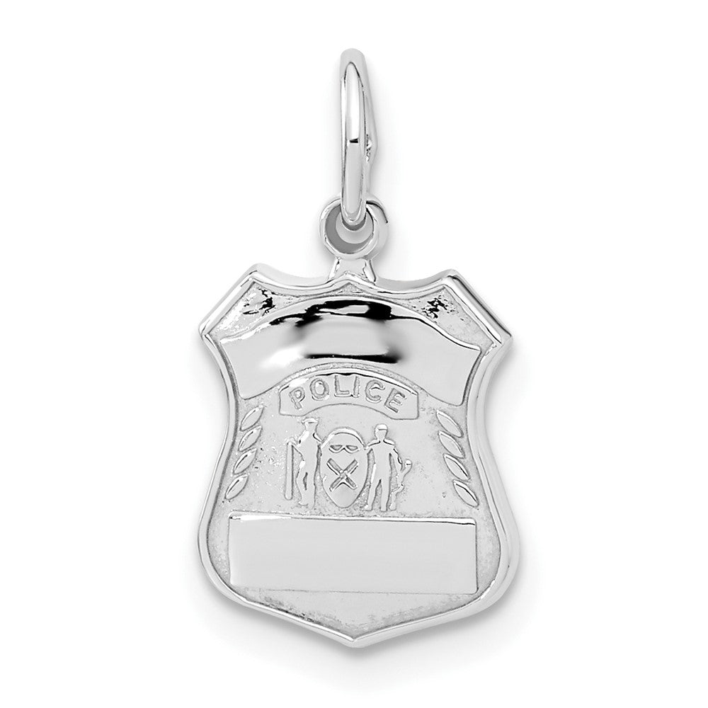 14k White Gold 11 mm Police Badge Charm (1.56 grams)