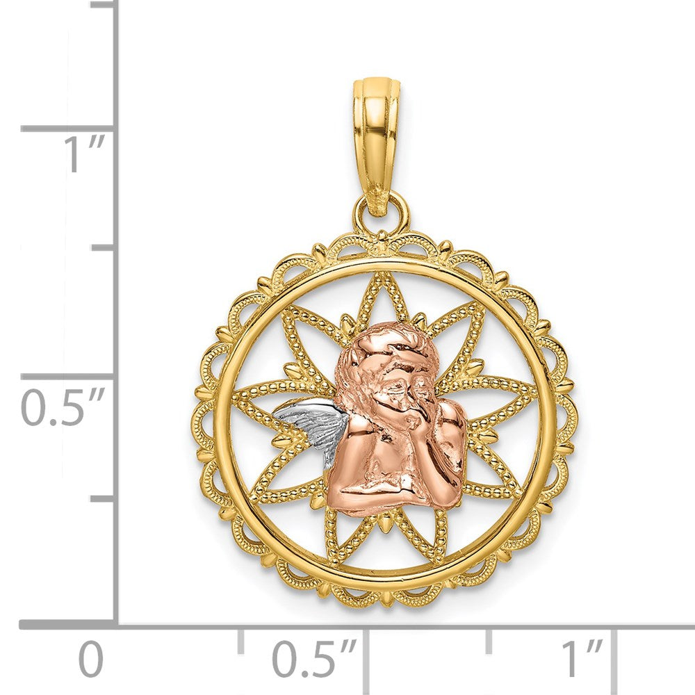 14k Two-tone 18 mm Cut-out Angel Charm (2.43 grams)