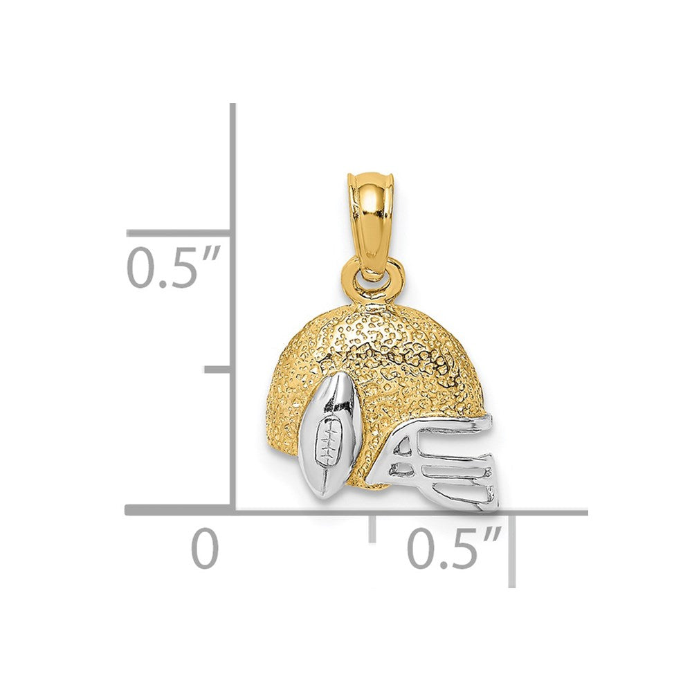 14k Yellow & Rhodium 11.75 mm Football Helmet Charm (0.79 grams)