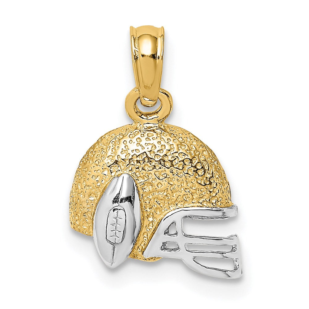14k Yellow & Rhodium 11.75 mm Football Helmet Charm (0.79 grams)