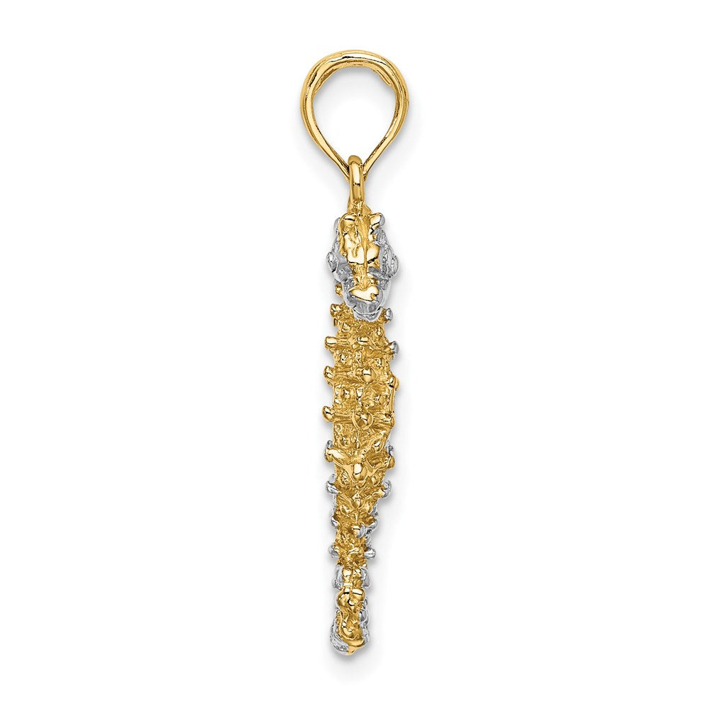 14k Yellow & Rhodium 11.7 mm 3-D Seahorse Charm (2.27 grams)