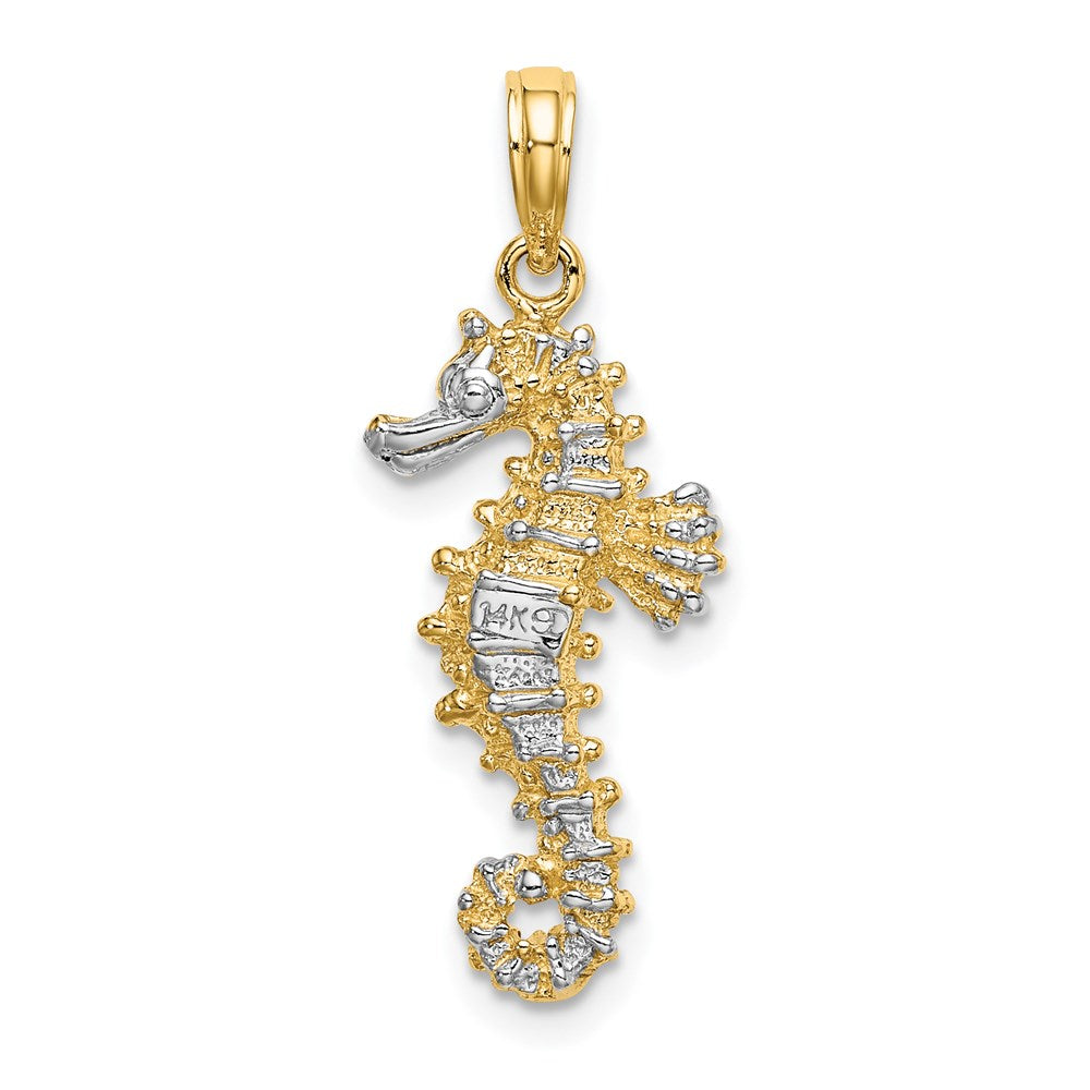 14k Yellow & Rhodium 11.7 mm 3-D Seahorse Charm (2.27 grams)