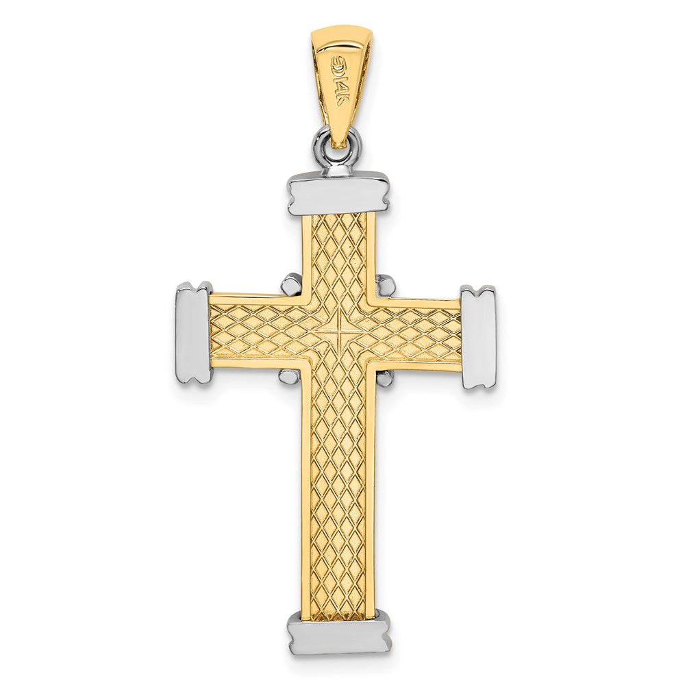 14k Two-tone 19.75 mm Two-tone Polished Cross Charm (3.71 grams)