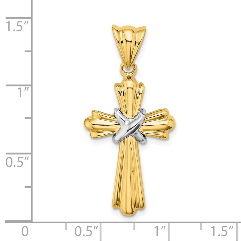 14k Two-tone 17.9 mm Two-Tone Polished Cross X Center Design Charm (3.64 grams)