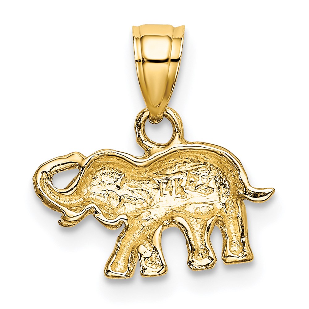 14k Yellow & Rhodium 13.66 mm Small Elephant Charm (0.98 grams)