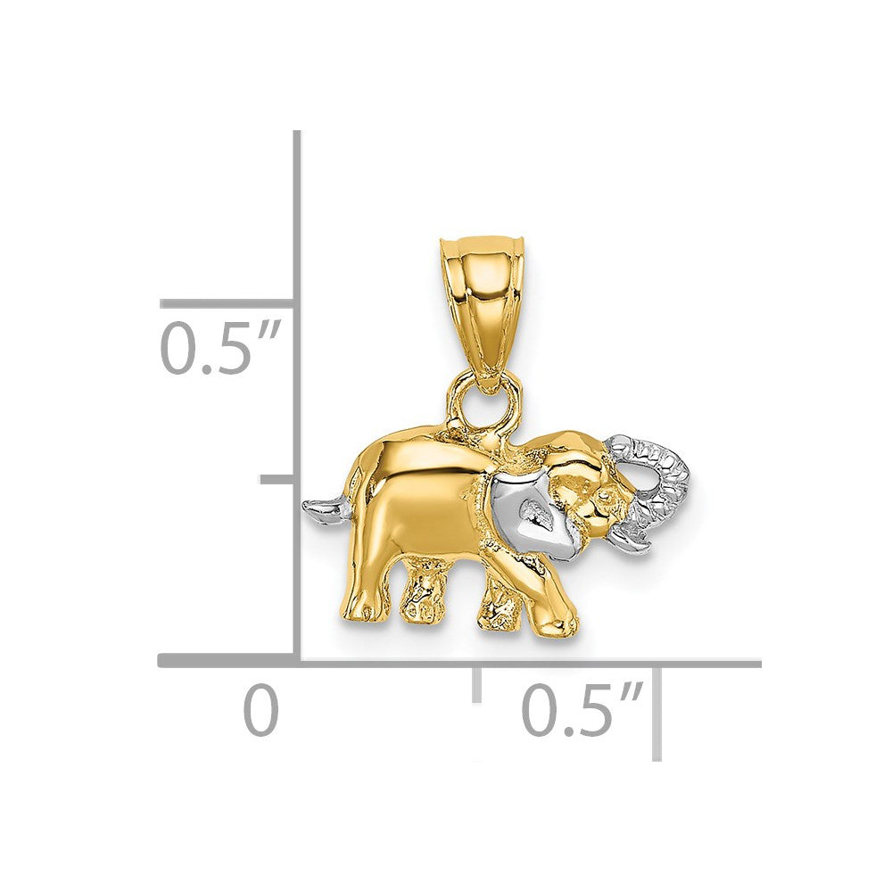 14k Yellow & Rhodium 13.66 mm Small Elephant Charm (0.98 grams)