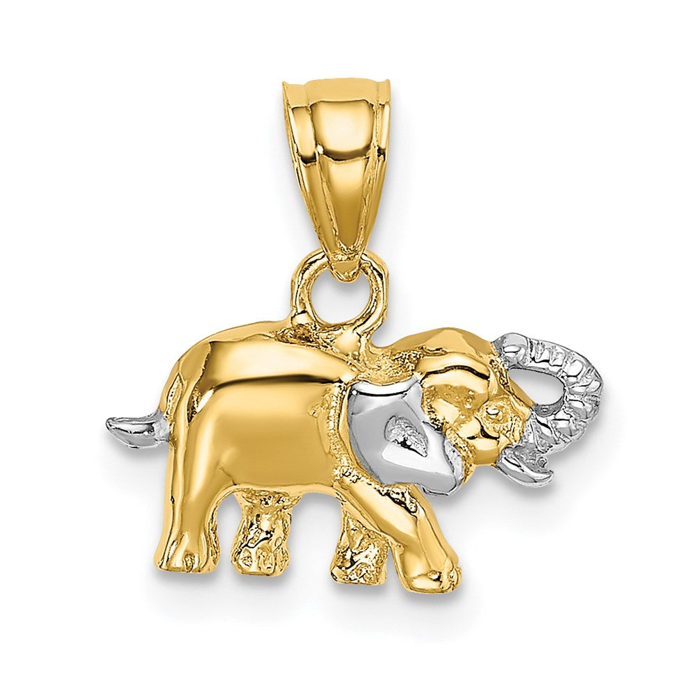 14k Yellow & Rhodium 13.66 mm Small Elephant Charm (0.98 grams)