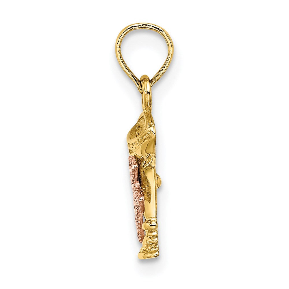 14k Two-tone 8 mm nion Cup w/ Cross Charm (0.83 grams)