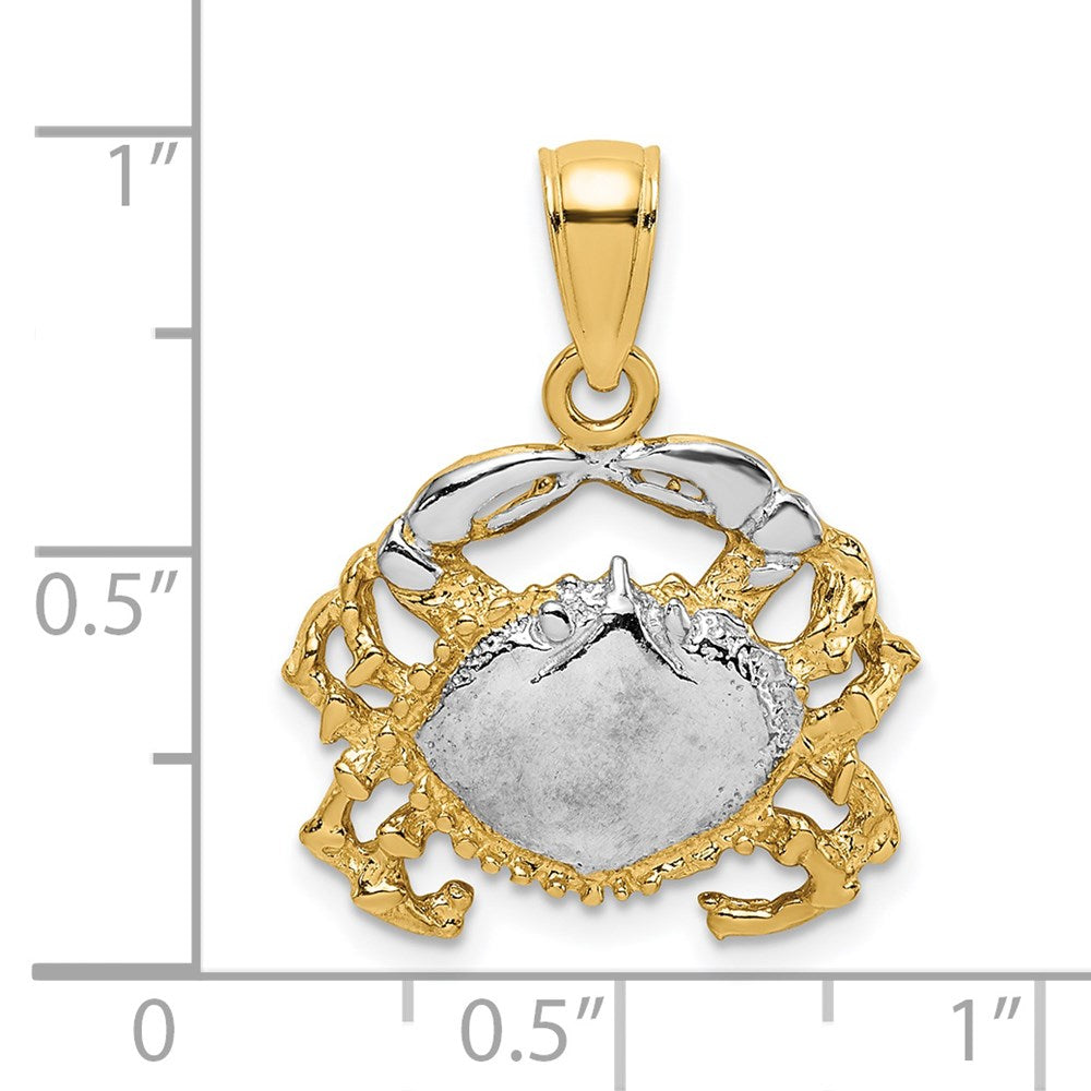 14k Yellow & Rhodium 17.4 mm Polished Crab Charm (2.04 grams)