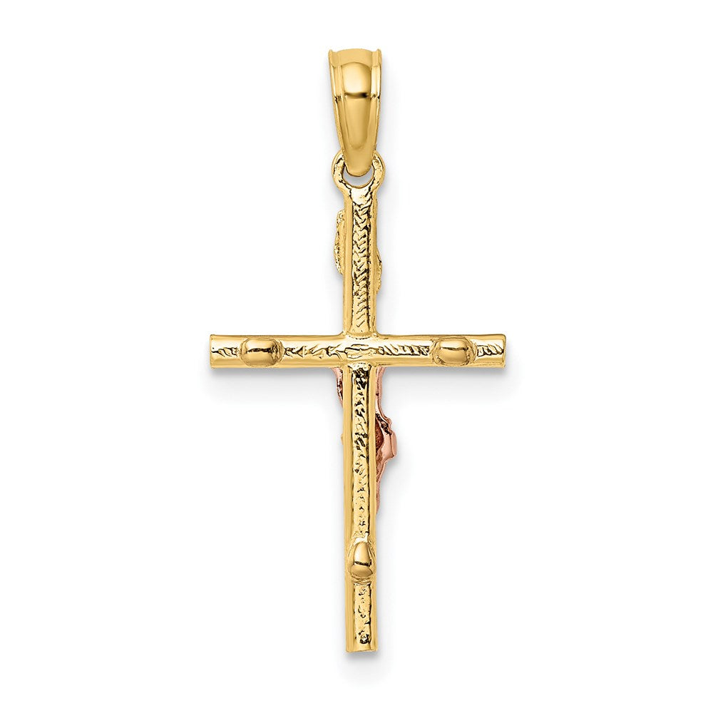 14k Two-tone 12 mm Two-Tone Cross Crucifix Charm (0.94 grams)