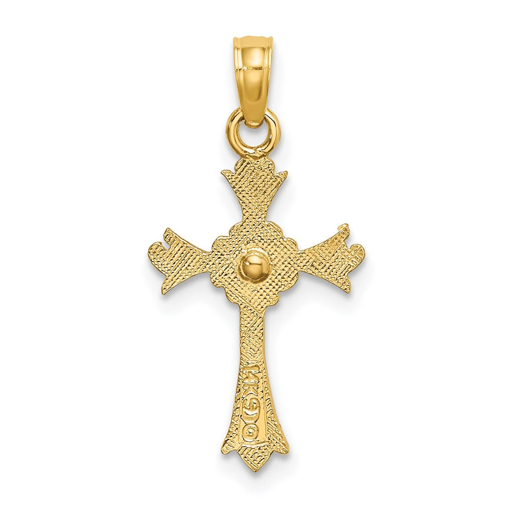 14k Two-tone 12 mm Two-Tone Cross w/ Heart Charm (0.81 grams)
