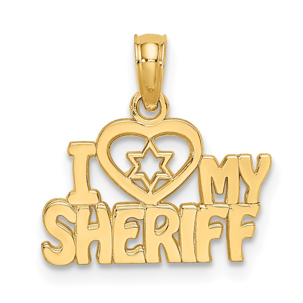 14k Yellow Gold 16.1 mm I HEART MY SHERIFF Charm (0.78 grams)