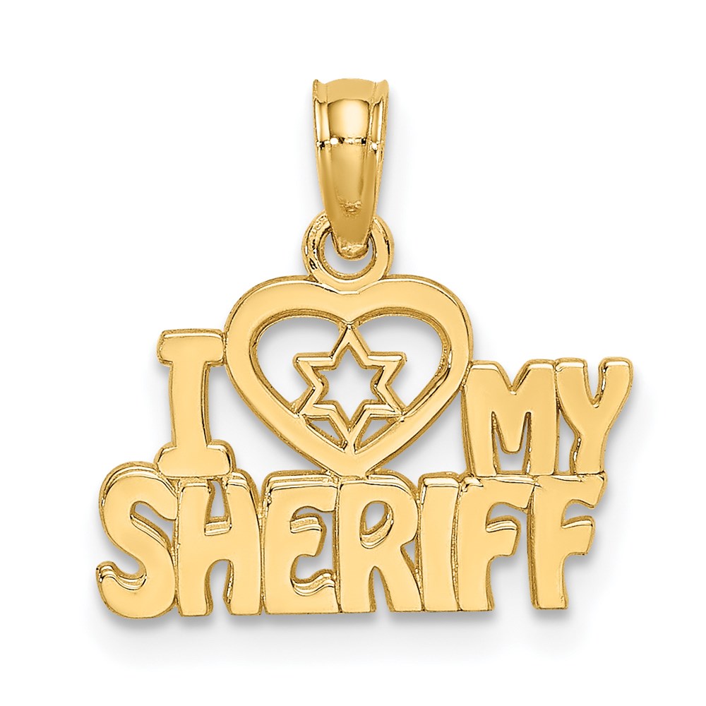 14k Yellow Gold 16.1 mm I HEART MY SHERIFF Charm